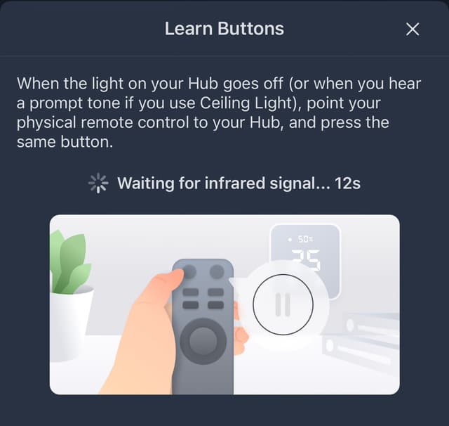 Switchbot Hub learning IR signals from remote control